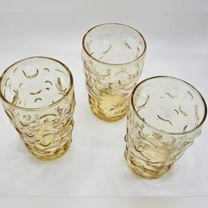 Vintage Bryce Glass El Rancho amber glass set of 3 glasses